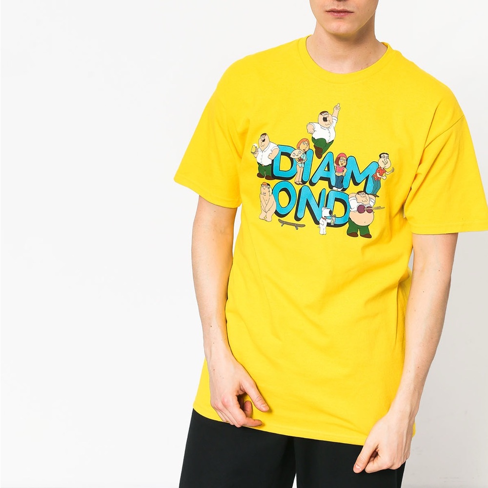 New Diamond Supply Co. Diamond X Family Guy Tee Yellow T Shirt 🆕 size L yellow
